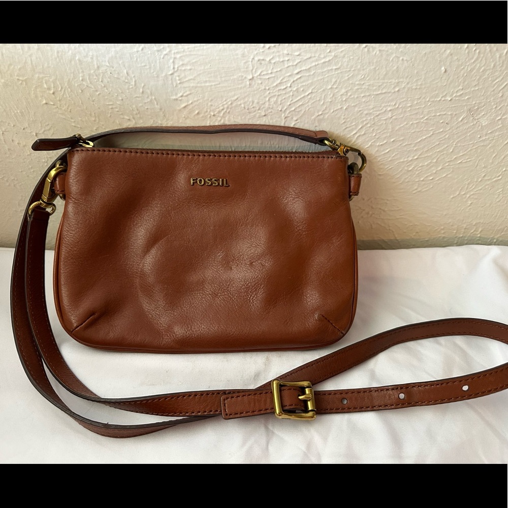 Fossil Small Crossbody Purse in Brown Leather